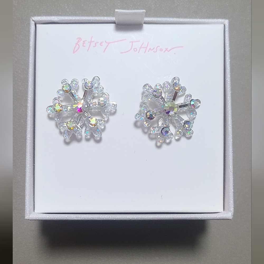 Betsey Johnson Snowflake Stud Earrings